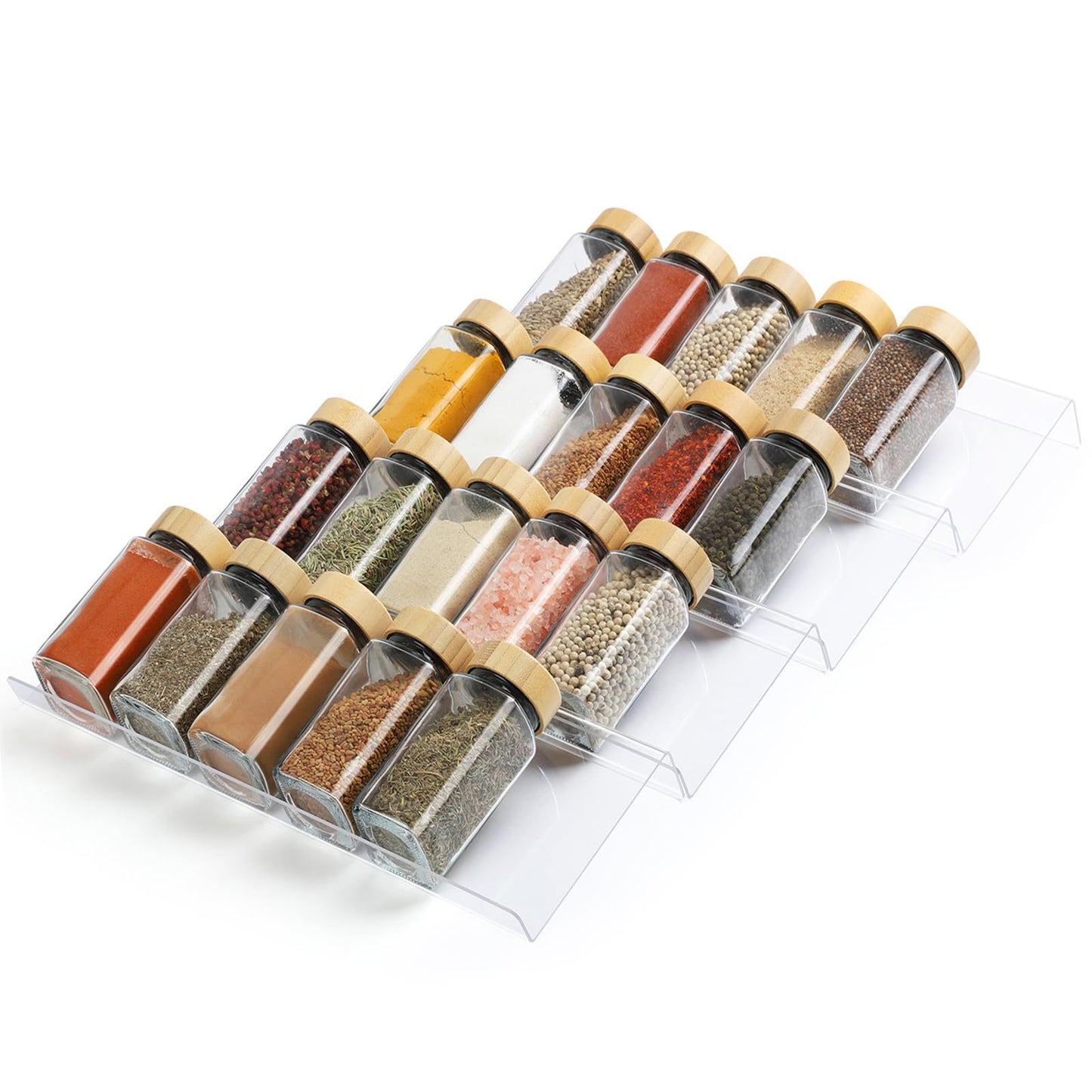 Customizable Adjustable Acrylic Spice Rack Space-Saving Storage Transparent Spice Holder for Condiments and Seasonings
