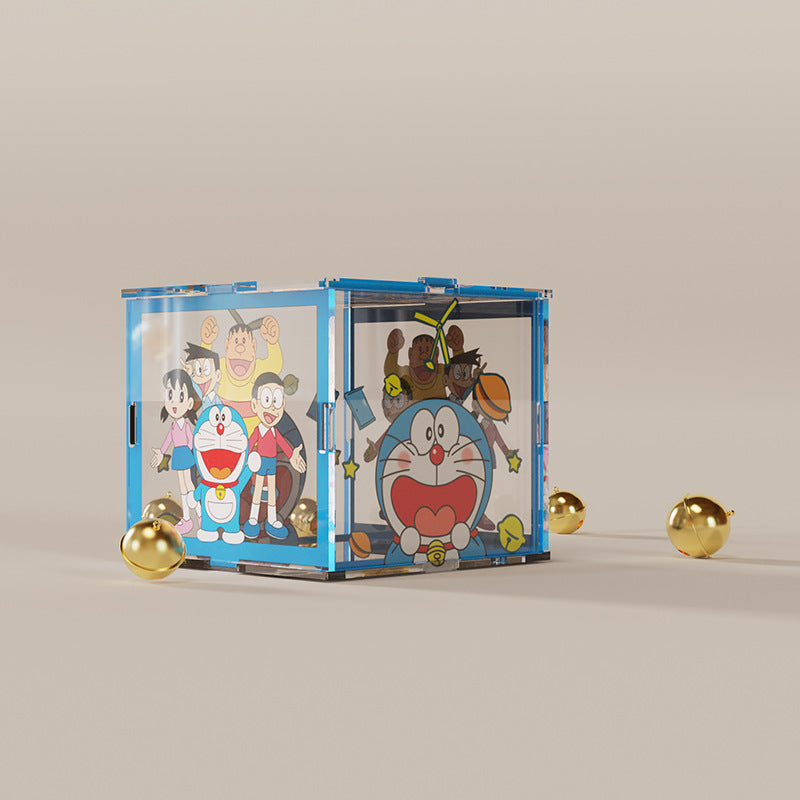 Anime Acrylic Puzzle Storage Box with Flip Lid, Removable Desktop Organizer and Decorative Display