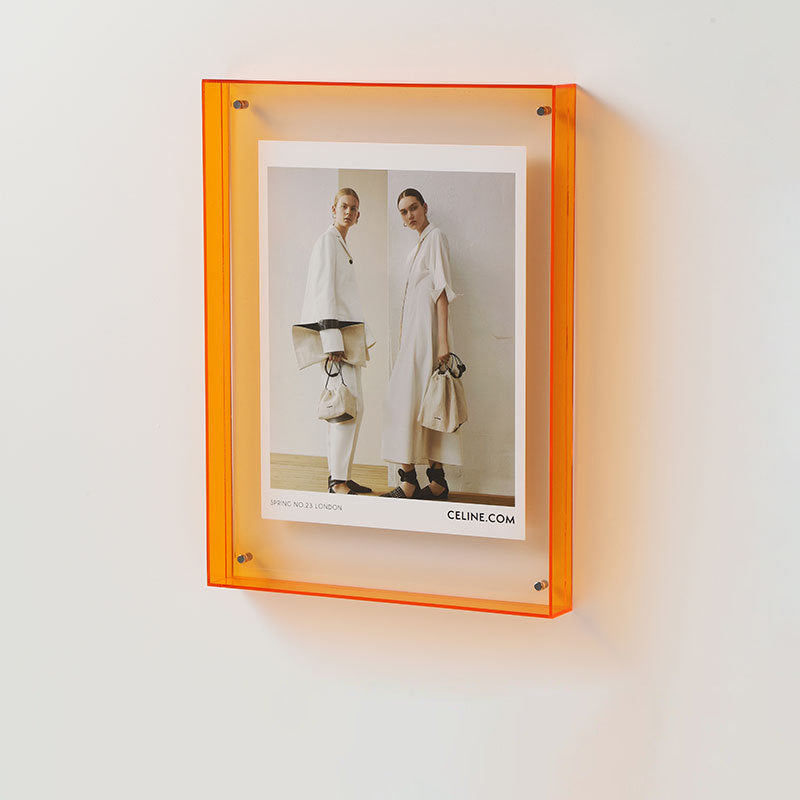 Customizable Wall-Mounted Acrylic Frame Floating Poster and Photo Display Frame with Hollow Design