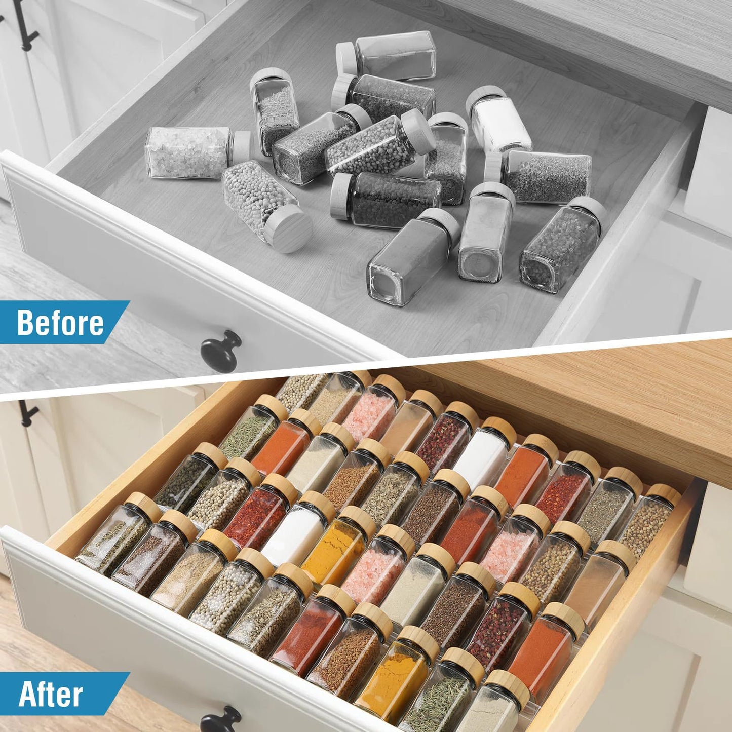 Customizable Adjustable Acrylic Spice Rack Space-Saving Storage Transparent Spice Holder for Condiments and Seasonings