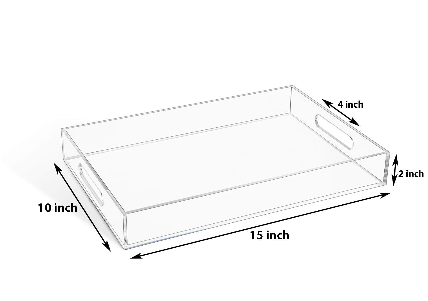 12x16 Inches -Spill Proof Acrylic Serving Tray Decorative Tray Organiser for Ottoman Coffee Table Countertop with Handles