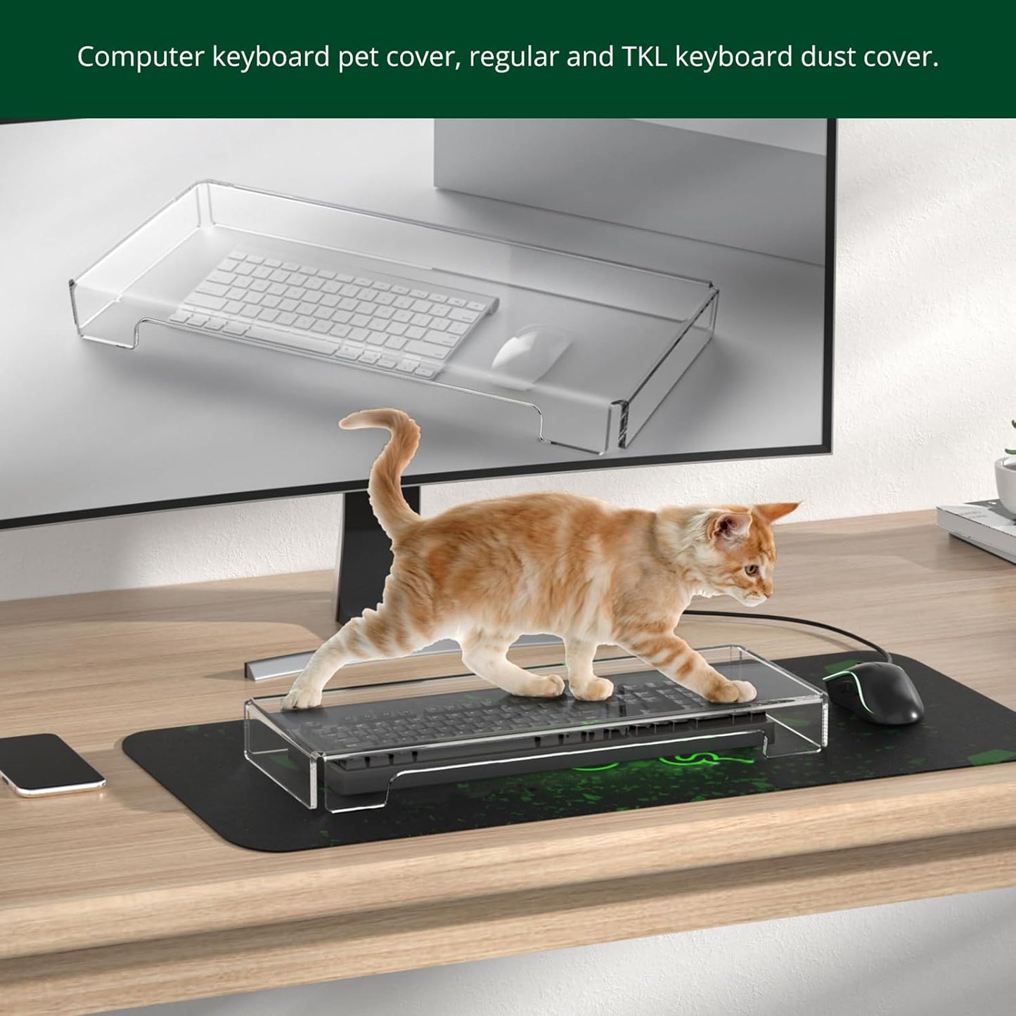 Acrylic Computer Keyboard Cover, Mechanical Keyboard Dust Cover PC Keyboard Cat Protector, Cat Keyboard Protector,Acrylic Computer Keyboard Cover, Mechanical Keyboard Dust Cover Keyboard Protector Cat Keyboard Covers