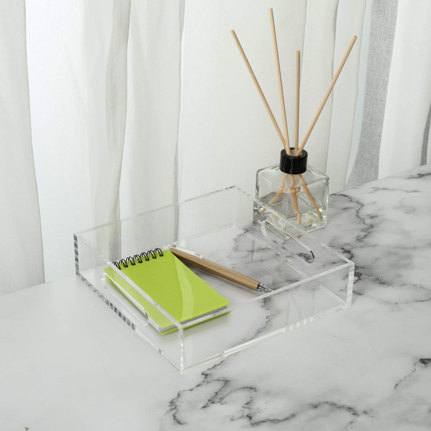 12x16 Inches -Spill Proof Acrylic Serving Tray Decorative Tray Organiser for Ottoman Coffee Table Countertop with Handles