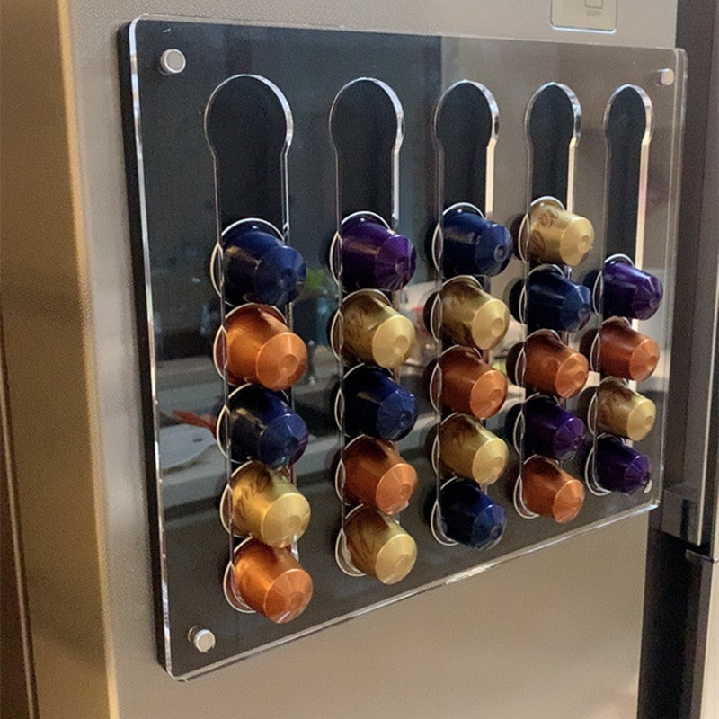 Coffee Pad Holder Wall | Acrylic Coffee Capsule Holder for 35 Capsules | Capsule Storage Capsule Dispenser Compatible with Universal Capsules