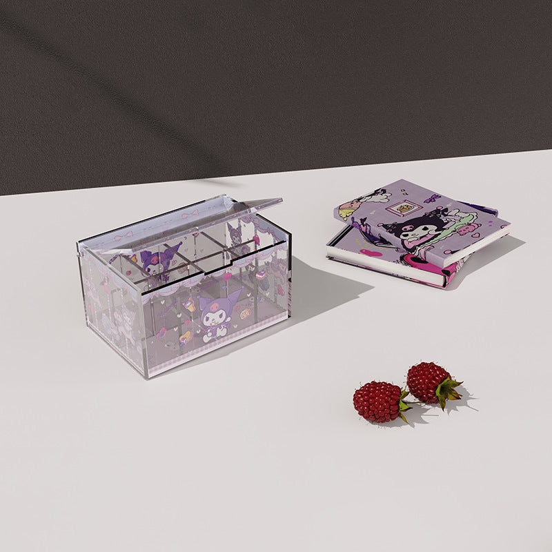 Anime Acrylic Puzzle Storage Box with Flip Lid, Removable Desktop Organizer and Decorative Display
