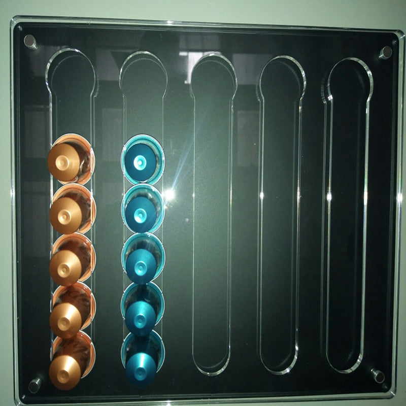 Coffee Pad Holder Wall | Acrylic Coffee Capsule Holder for 35 Capsules | Capsule Storage Capsule Dispenser Compatible with Universal Capsules