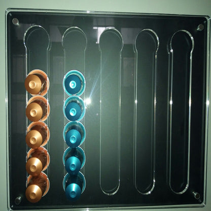 Coffee Pad Holder Wall | Acrylic Coffee Capsule Holder for 35 Capsules | Capsule Storage Capsule Dispenser Compatible with Universal Capsules