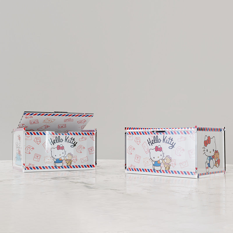 Anime Acrylic Puzzle Storage Box with Flip Lid, Detachable Desktop Organizer, Decorative Display Case, Multi-Purpose Storage for Desk or Vanity