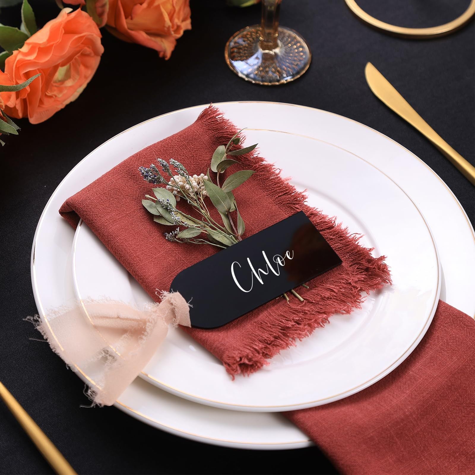 Acrylic DIY Arch Shape Wedding Seating Card with Ribbon, Party Name Tag, Reserved Seat Sign