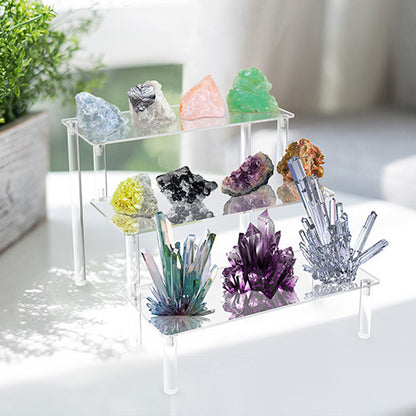 Customizable Tiered Acrylic Desktop Organizer Personalized Step Design Storage Rack for Office, Home & Display