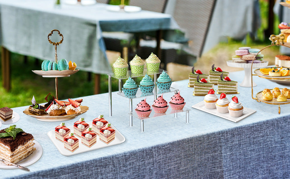 Customizable Tiered Acrylic Desktop Organizer Personalized Step Design Storage Rack for Office, Home & Display