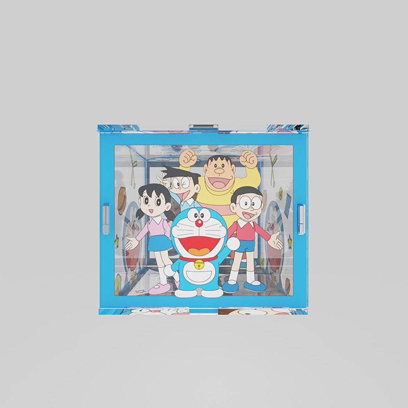 Anime Acrylic Puzzle Storage Box with Flip Lid, Removable Desktop Organizer and Decorative Display