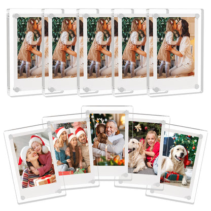 5 PCS Acrylic Fridge Magnetic Frame,Double Sided Refrigerator Magnet Picture Frame
