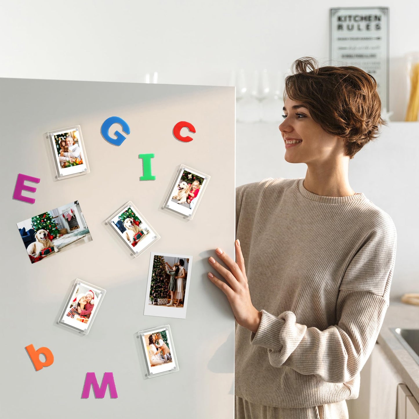 5 PCS Acrylic Fridge Magnetic Frame,Double Sided Refrigerator Magnet Picture Frame
