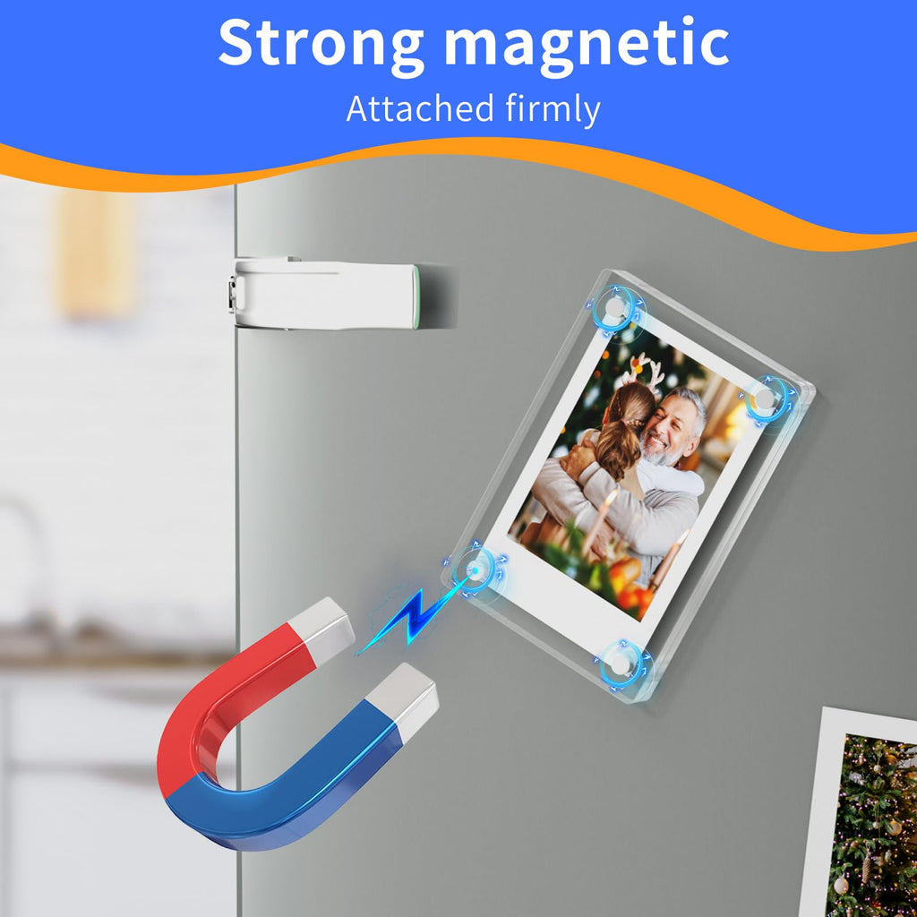 5 PCS Acrylic Fridge Magnetic Frame,Double Sided Refrigerator Magnet Picture Frame