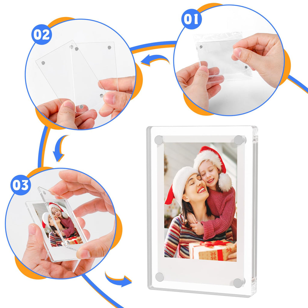 5 PCS Acrylic Fridge Magnetic Frame,Double Sided Refrigerator Magnet Picture Frame