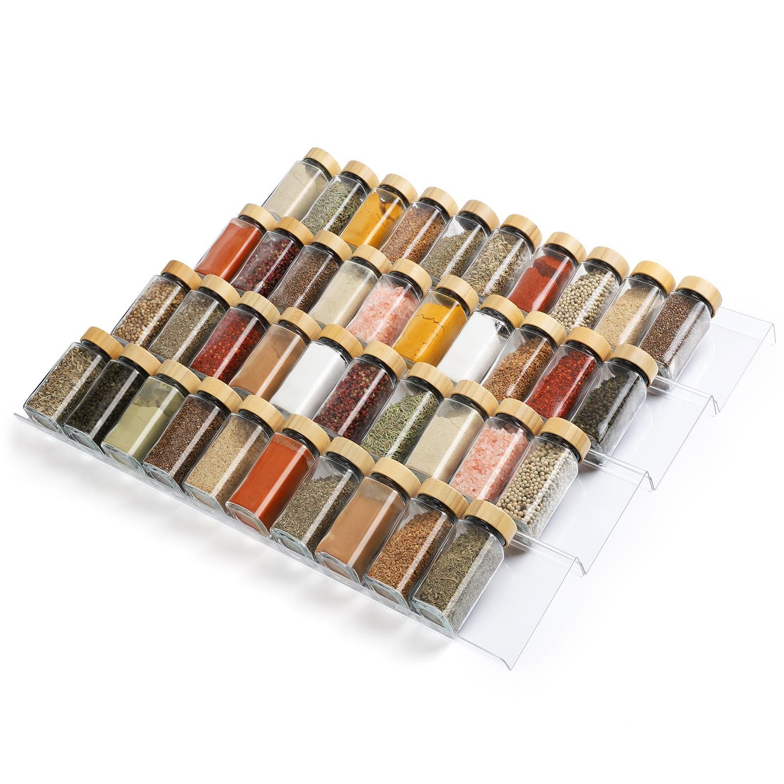 Customizable Adjustable Acrylic Spice Rack Space-Saving Storage Transparent Spice Holder for Condiments and Seasonings