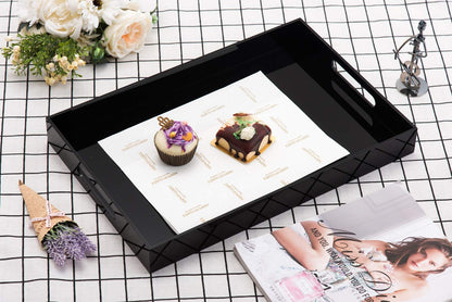 12x16 Inches -Spill Proof  Acrylic Serving Tray   Decorative Tray Organiser for Ottoman Coffee Table Countertop with Handles