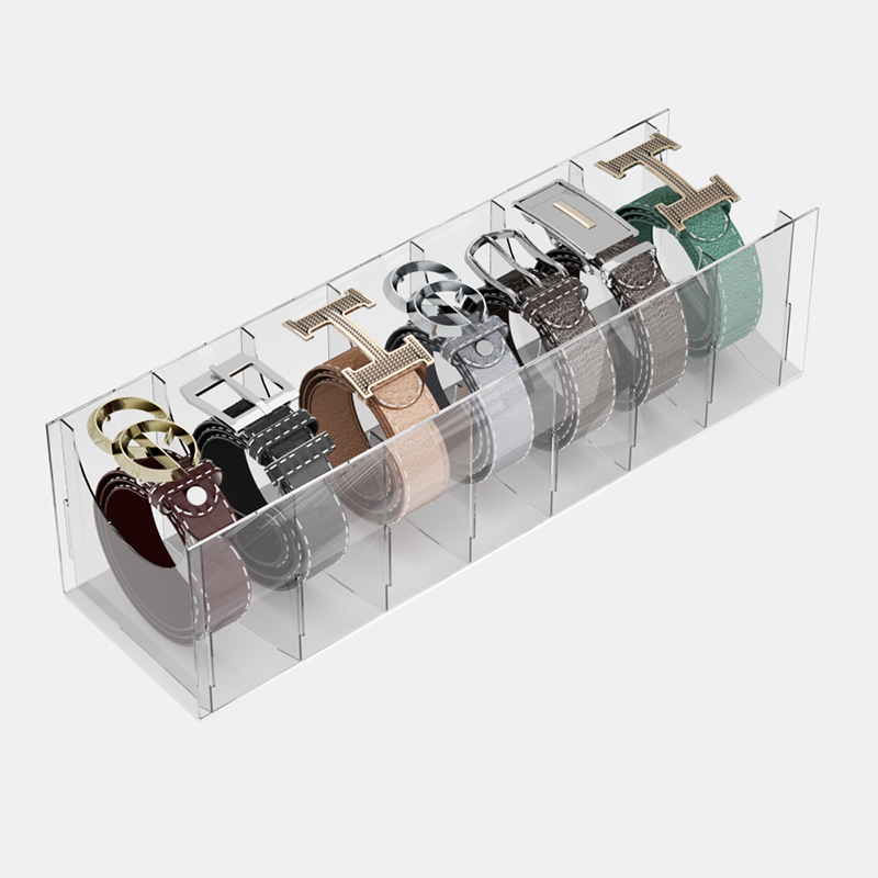 Acrylic Belt Organizer Belt Container Storage Holder 7 Compartments Wardrobe