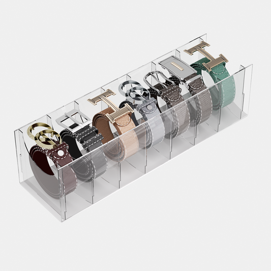 Acrylic Belt Organizer Belt Container Storage Holder 7 Compartments Wardrobe