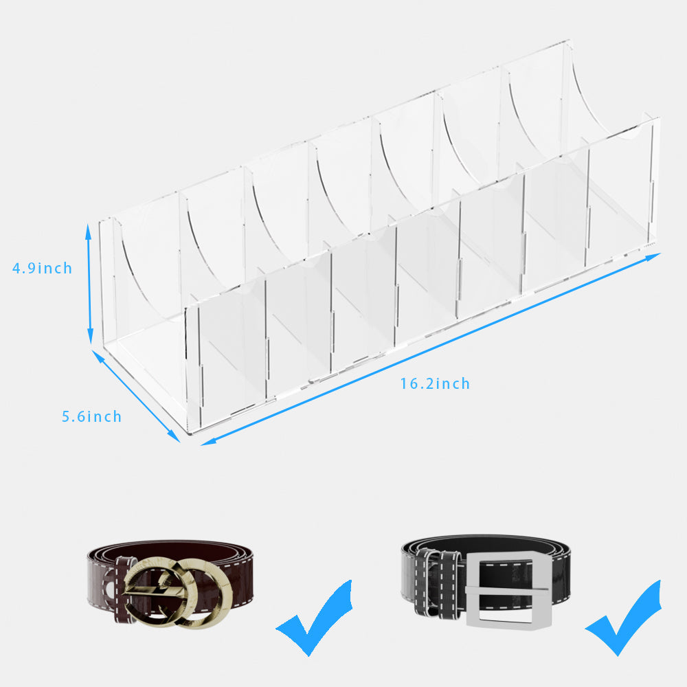 Acrylic Belt Organizer Belt Container Storage Holder 7 Compartments Wardrobe
