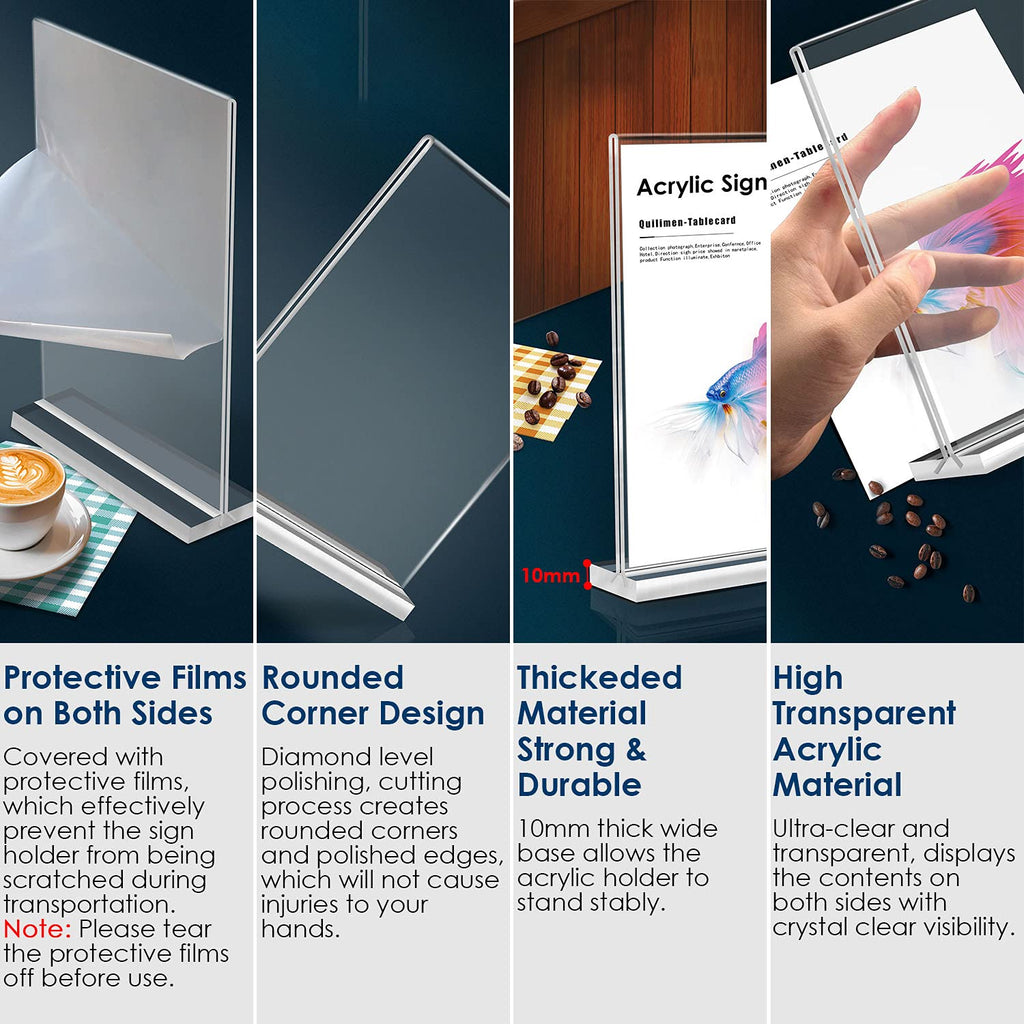 8.5x11 Acrylic Sign Holder 3 Pack Vertical Double-Sided Display