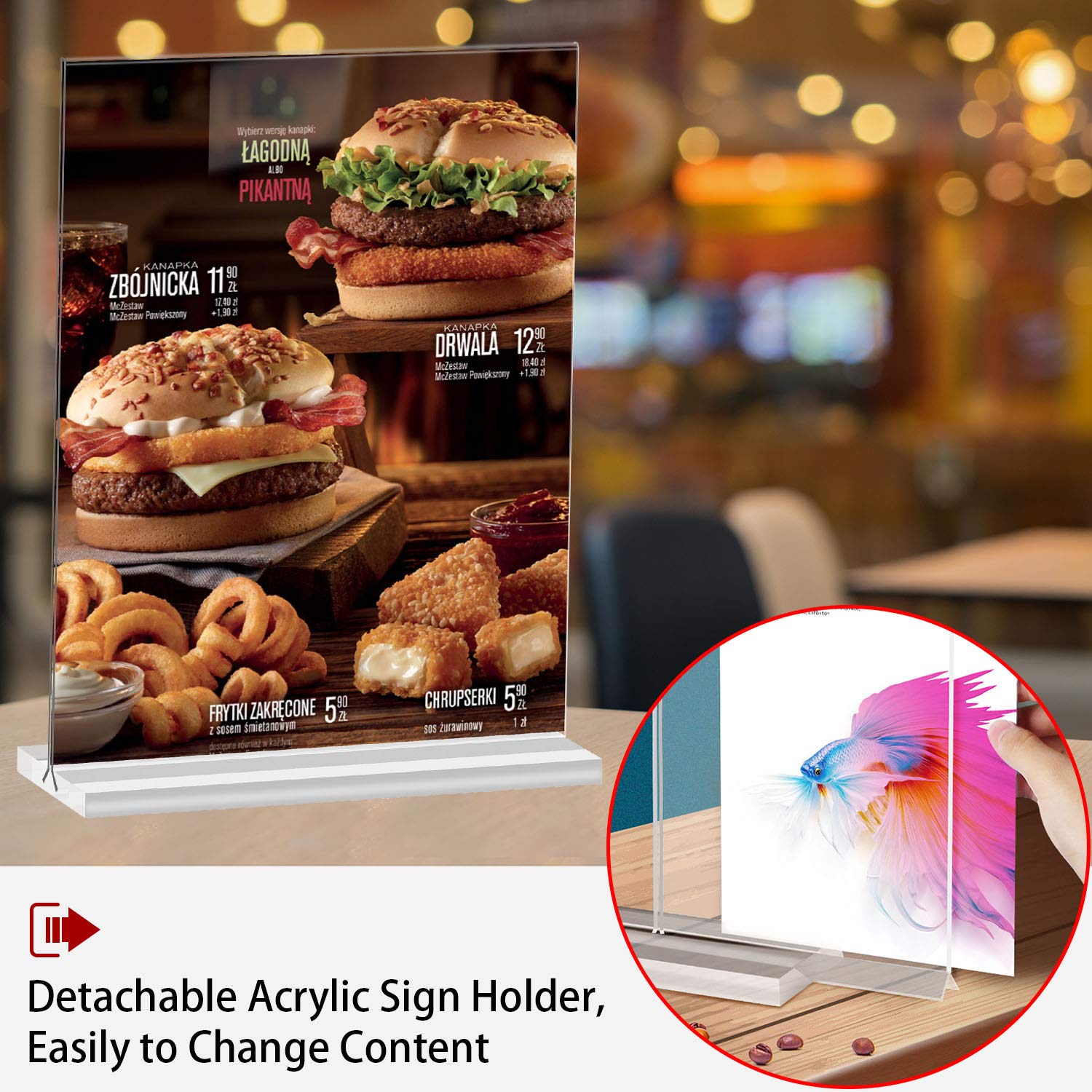 8.5x11 Acrylic Sign Holder 3 Pack Vertical Double-Sided Display