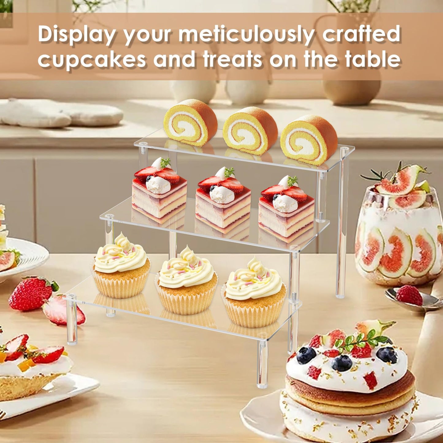 Display Stand Acrylic Riser,Perfume Organizer Clear Display Riser for Cupcake Dessert POP Figures Toy Tier Small Food Stand Risers for Display Makeup Step Cologne Skincare Lotion Cosmetics Fragrance