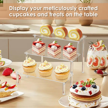 Display Stand Acrylic Riser,Perfume Organizer Clear Display Riser for Cupcake Dessert POP Figures Toy Tier Small Food Stand Risers for Display Makeup Step Cologne Skincare Lotion Cosmetics Fragrance