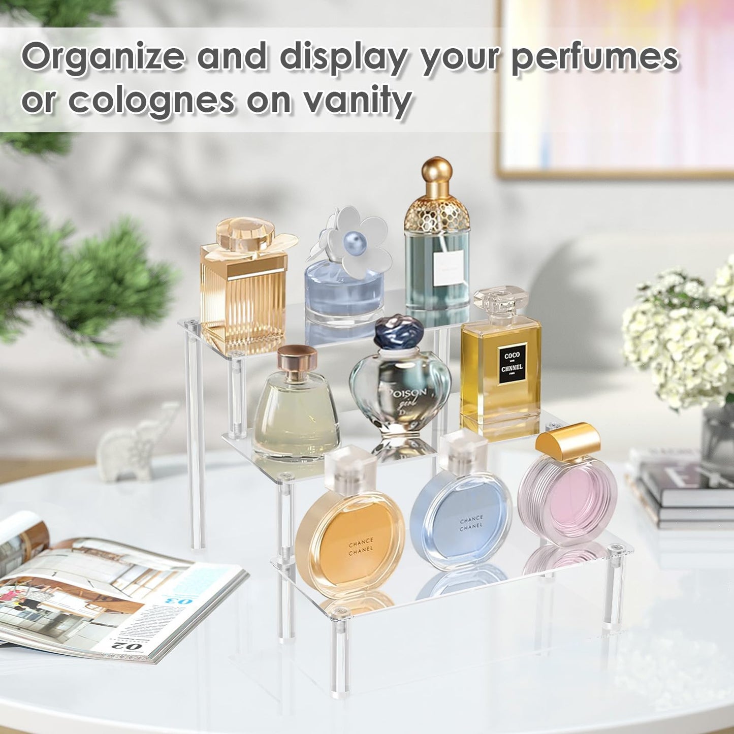 Display Stand Acrylic Riser,Perfume Organizer Clear Display Riser for Cupcake Dessert POP Figures Toy Tier Small Food Stand Risers for Display Makeup Step Cologne Skincare Lotion Cosmetics Fragrance