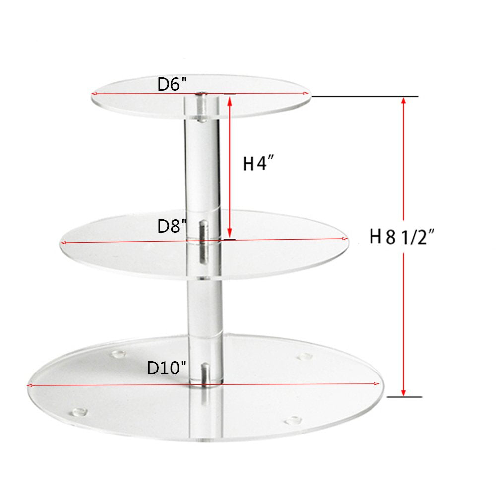 Large 4 Tier Acrylic Round Cake Stand Cupcake Stand Dessert Tower Tea Party Serving Platter, Cupcake Tree Wedding Party Décor, Stand with Rod Feet