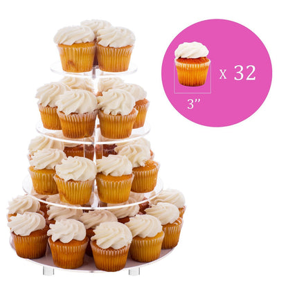 Large 4 Tier Acrylic Round Cake Stand Cupcake Stand Dessert Tower Tea Party Serving Platter, Cupcake Tree Wedding Party Décor, Stand with Rod Feet