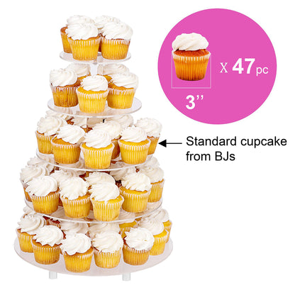 Large 4 Tier Acrylic Round Cake Stand Cupcake Stand Dessert Tower Tea Party Serving Platter, Cupcake Tree Wedding Party Décor, Stand with Rod Feet