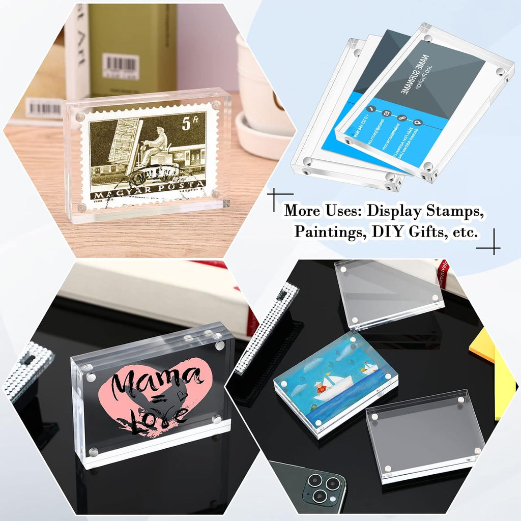 2 Pack Acrylic Picture Frames 2x3, Mini Wallet Size for Photos, Tabletop, Desktop