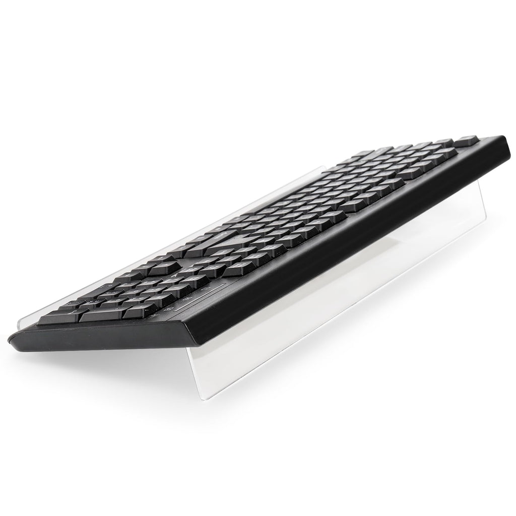 2 Pack Tilted Computer Keyboard Stand, Clear Acrylic Keyboard Tray Holder for Easy Ergonomic Typing, Keyboard Riser for Office Desktop, Home, School