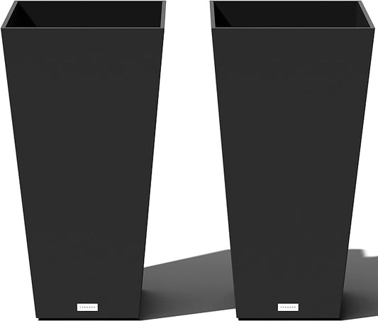 Indoor/Outdoor Taper Planter, Set of 2 (30 inch, Black)
