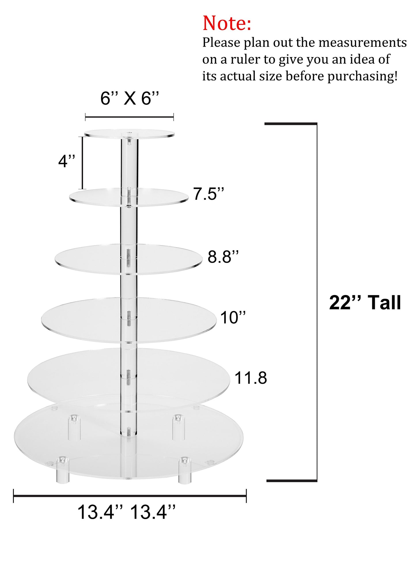Large 4 Tier Acrylic Round Cake Stand Cupcake Stand Dessert Tower Tea Party Serving Platter, Cupcake Tree Wedding Party Décor, Stand with Rod Feet