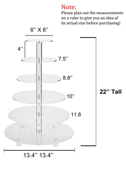Large 4 Tier Acrylic Round Cake Stand Cupcake Stand Dessert Tower Tea Party Serving Platter, Cupcake Tree Wedding Party Décor, Stand with Rod Feet