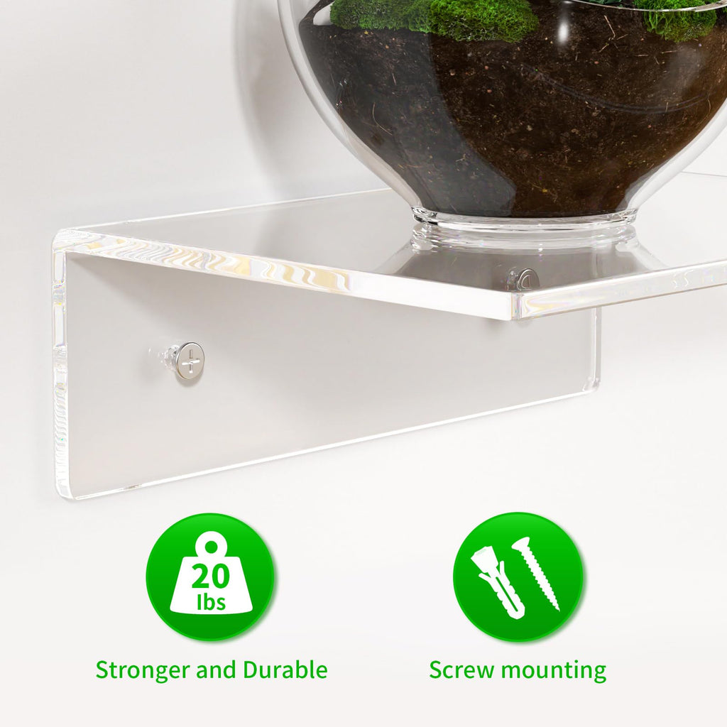 2 PCS Clear Acrylic Bathroom Shelves for Wall（15inch）