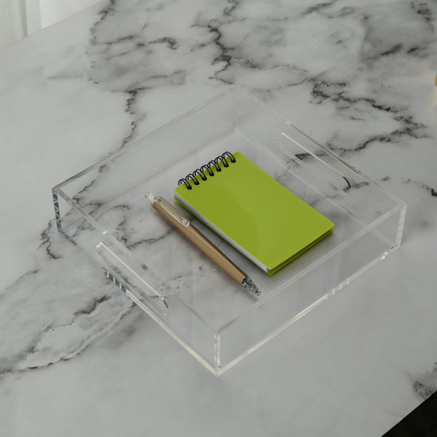 12x16 Inches -Spill Proof  Acrylic Serving Tray   Decorative Tray Organiser for Ottoman Coffee Table Countertop with Handles