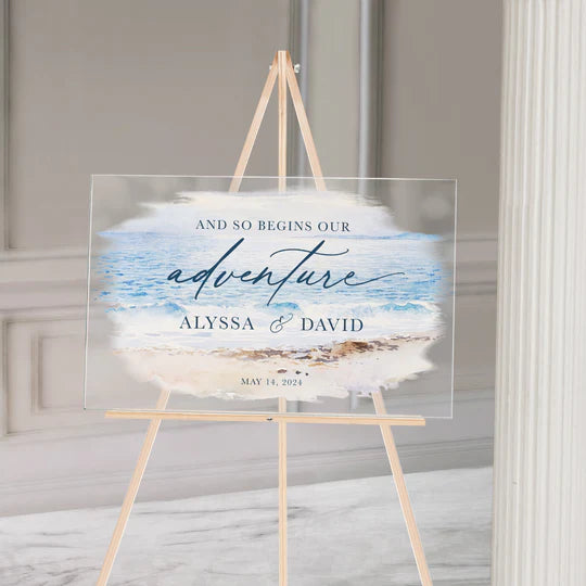 Custom Rectangular Acrylic Wedding Welcome Sign - Personalized Transparent Greeting Board for Elegant Wedding Reception Decor