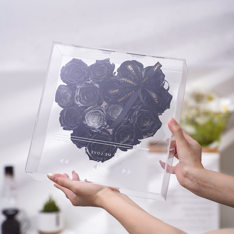 Personalized Mom Acrylic Flower Shadow Box Preserved Rose in a Acrylic Music Box- Premium Real Roses That Last 2 to 3 Years - Valentines Day Gifts for Her Birthday Gifts for Women Gifts Room Décor