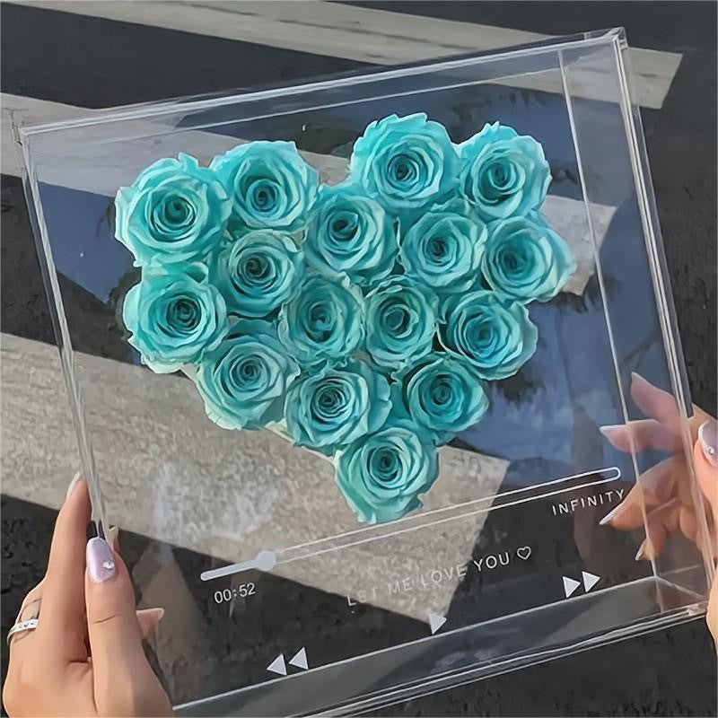 Personalized Mom Acrylic Flower Shadow Box Preserved Rose in a Acrylic Music Box- Premium Real Roses That Last 2 to 3 Years - Valentines Day Gifts for Her Birthday Gifts for Women Gifts Room Décor