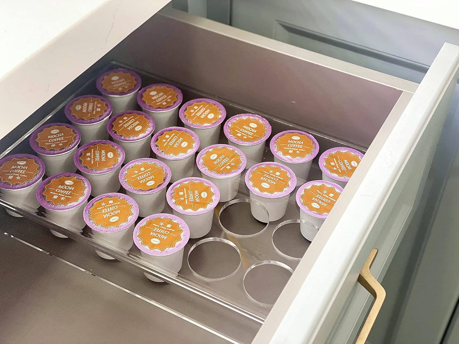 2 Pack of 35 Slots Flat Countertop Coffee Pod Holder K Cup Organizer Tray Clear Acrylic Coffee Pod Organizer for Office and Kitchen Counter or Drawer Compatible With KCup Pods