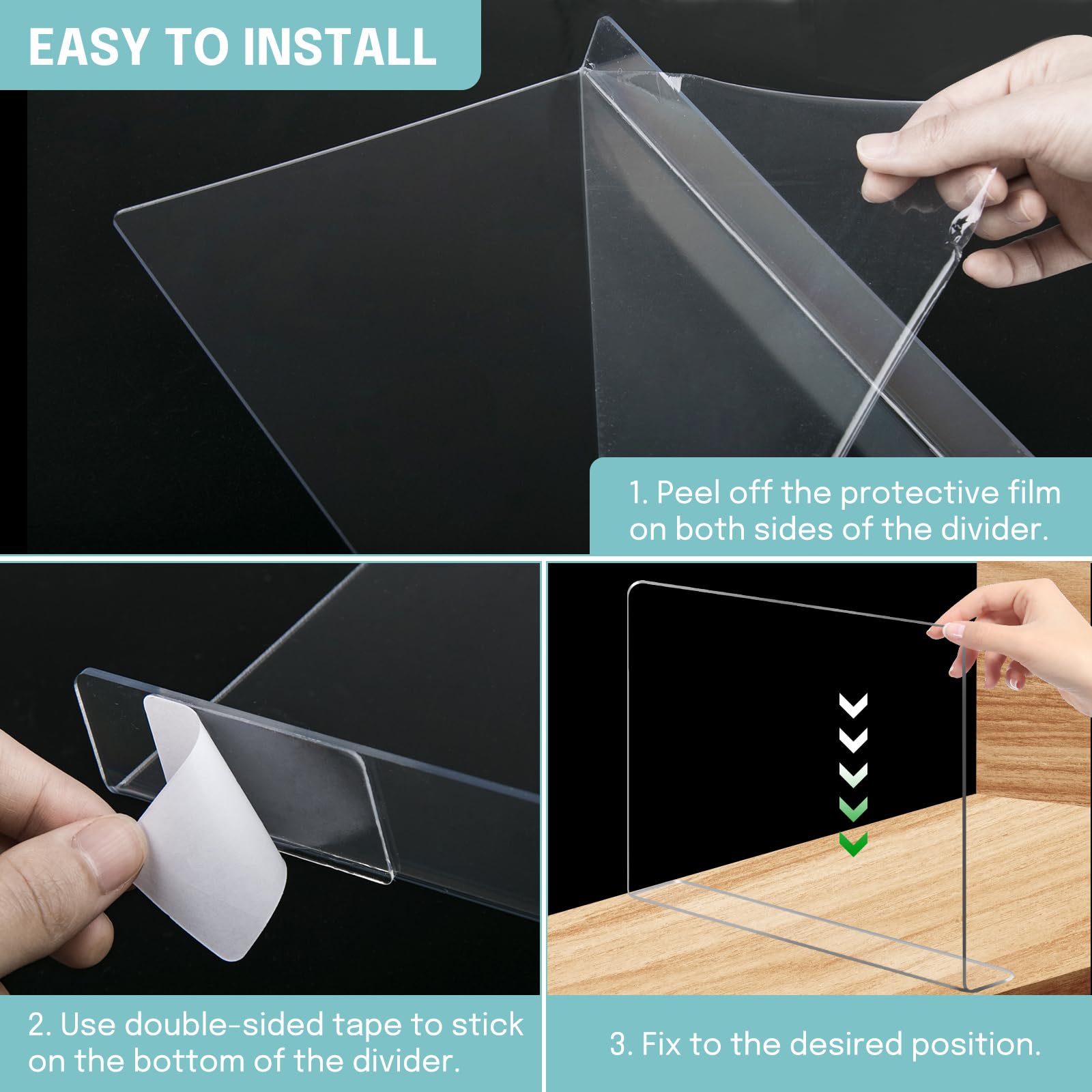 4 PCS Clear  Acrylic Tall Cabinet Shelf Dividers Organizer for Wood Shelves Closets