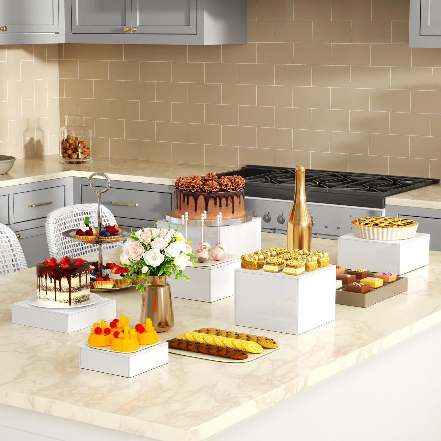 3 Pack Acrylic Display Boxes Cube Riser,Food Risers for Wedding ,Buffet Tables,Jewelry Display,for clothing storage.