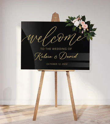 Custom Rectangular Acrylic Wedding Welcome Sign - Personalized Transparent Greeting Board for Elegant Wedding Reception Decor