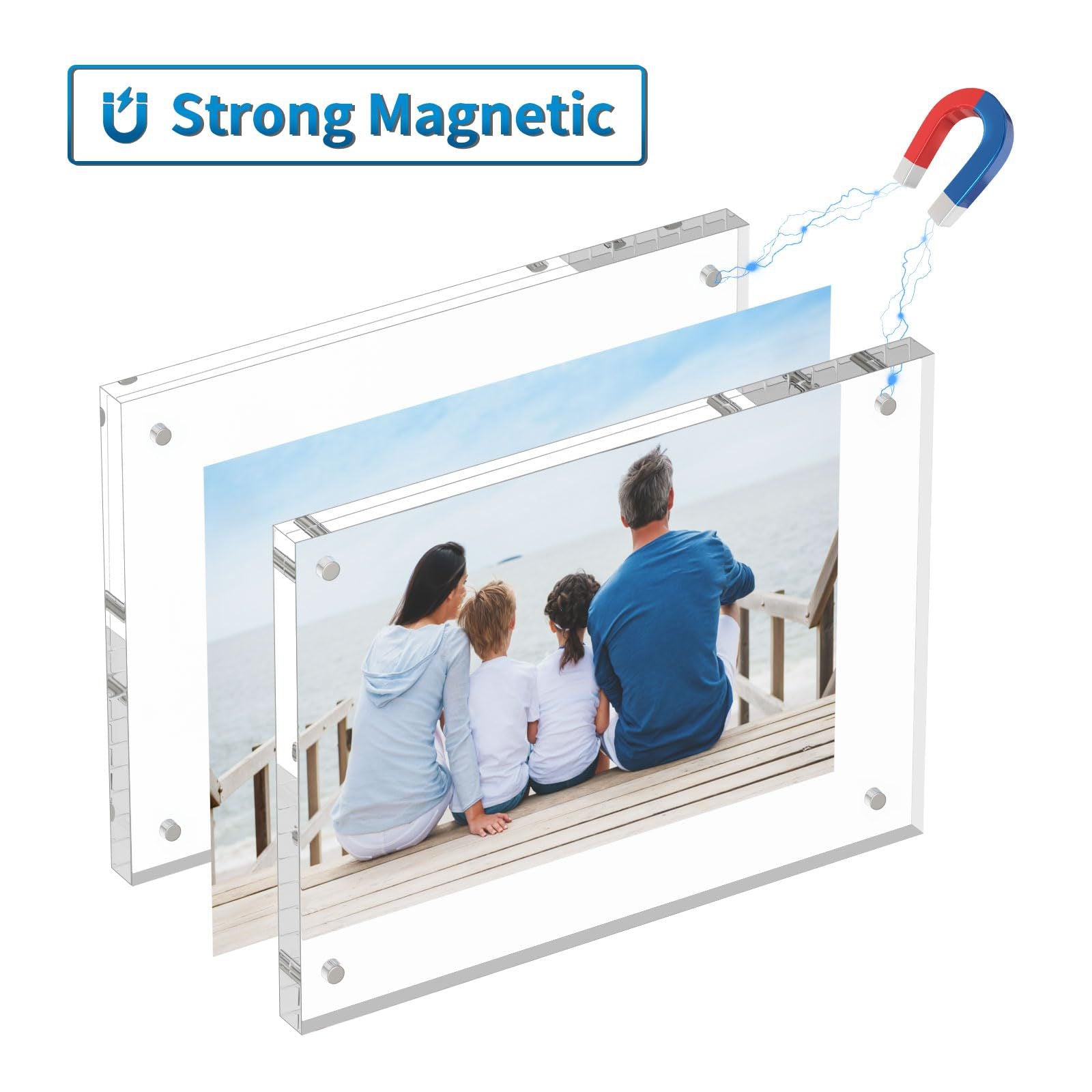 Customizable Magnetic Acrylic Photo Frame Personalized Clear Acrylic Picture Display Modern Magnetic Floating Frame