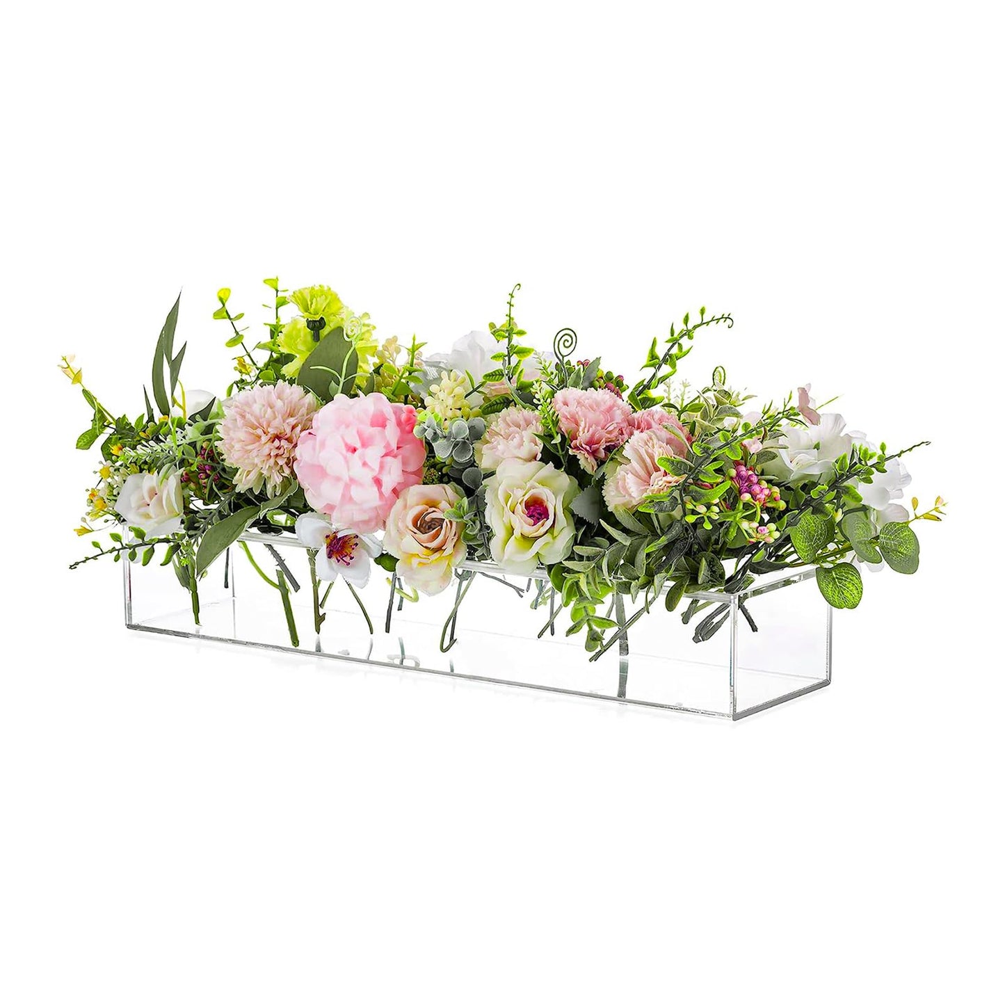 Acrylic Vases for Centerpieces, 16 Inches Long Floral Vase with Holes for Flowers