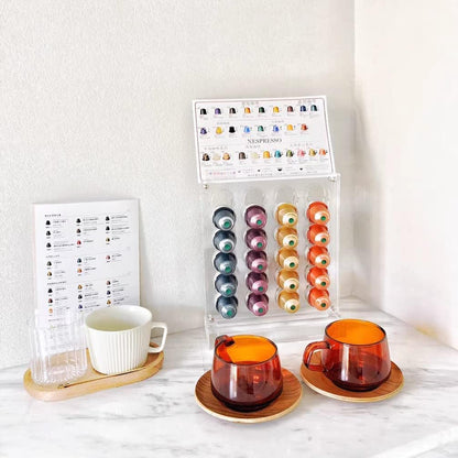 Coffee Pod Holder for Nespresso Original Line Capsule Holder Acrylic Magnetic Coffee Pods Organizer, Freestanding or Mounted on the Fridge, Hold 40 Capsule Pods Capacity Storage Rack